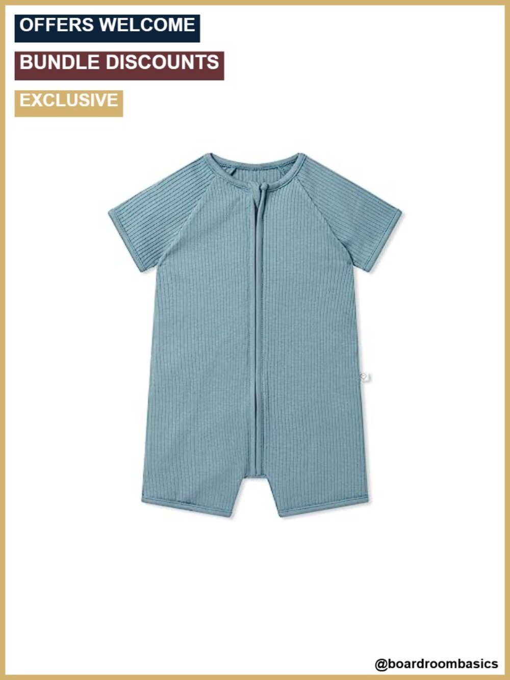 Ribbed Bamboo Viscose Summer Zip-Up Romper Short Sleeve Baby Toddler